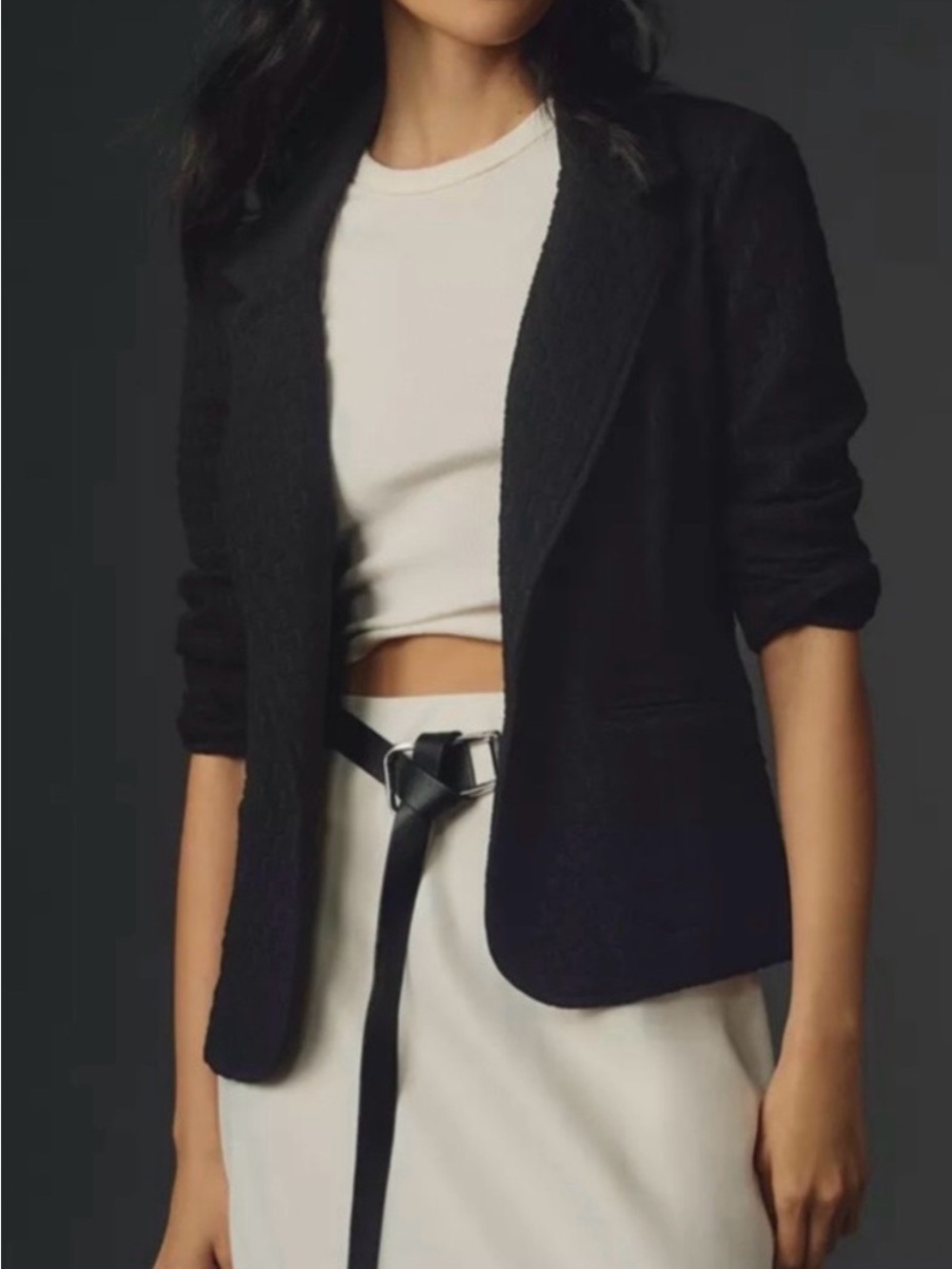 Anthropologie- Porridge Classic Black Women's Open-Front Blazer Jacket